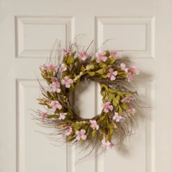 Pink Dogwood Artificial Flower Wreath - 22-Inch -Christmas Decoration Store dnat ras sam6309 4 98504.1667530501