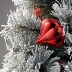 4’ Pre-Lit Snowy Bristle Pine Entrance Tree With Clear Lights In Silver Pot -Christmas Decoration Store dnat snp7 308 40 3 53515.1667488128