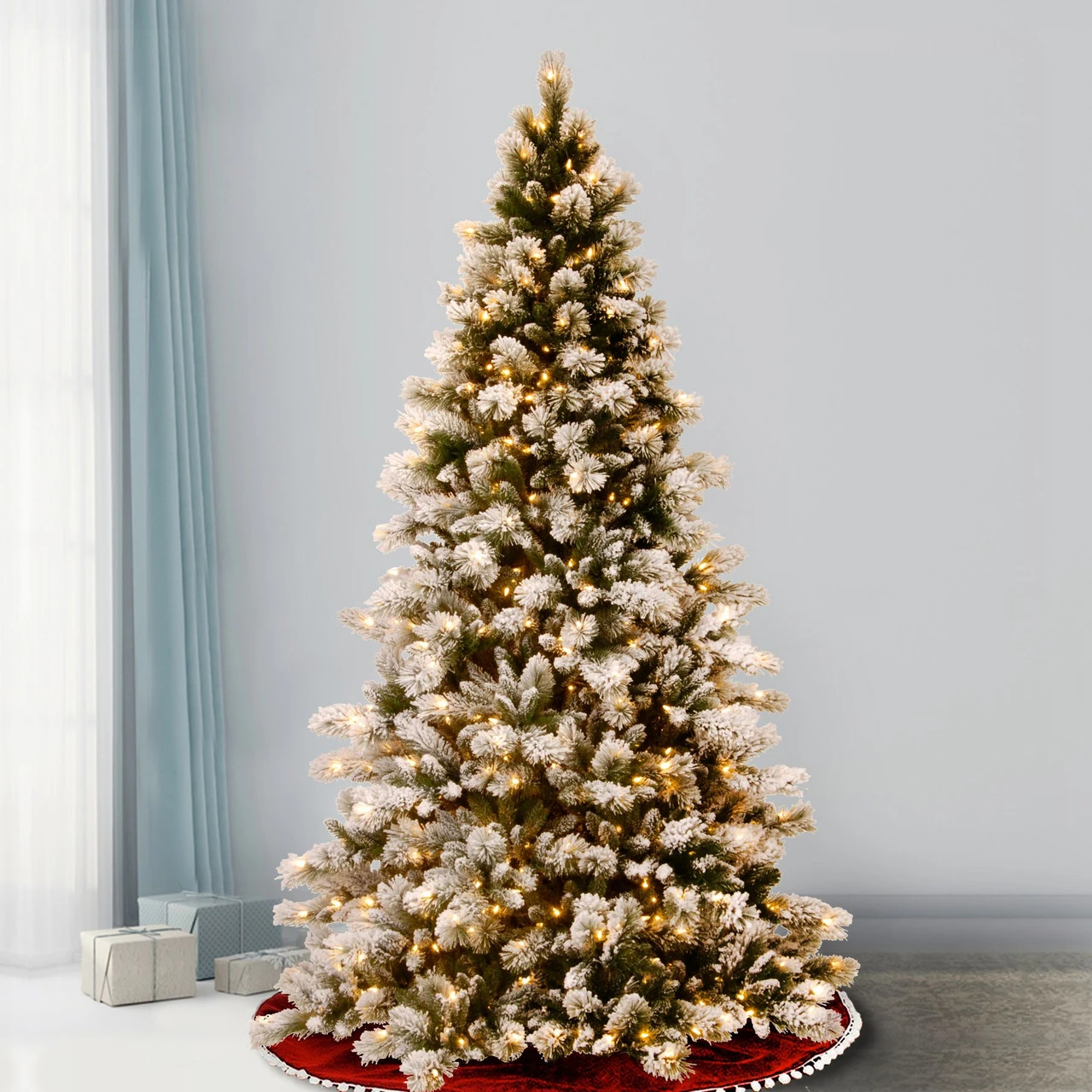 7.5' Pre-Lit Snowy Westwood Pine Flocked Artificial Christmas Tree - Clear Lights 4 7.5' Pre-Lit Snowy Westwood Pine Flocked Artificial Christmas Tree - Clear Lights - Image 2