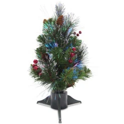 18" Pre-Lit Crestwood Spruce Battery Operated Full Artificial Christmas Tree – Multicolor LED Lights