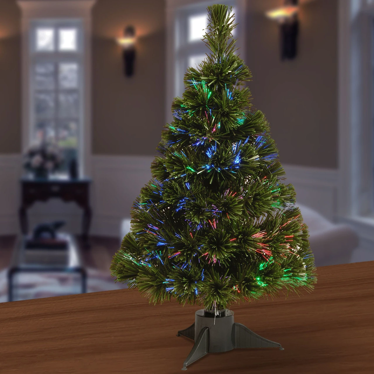 24" Pre-Lit Ice Artificial Fiber Optic Christmas Tree – Multicolor LED Lights 5 24" Pre-Lit Ice Artificial Fiber Optic Christmas Tree – Multicolor LED Lights - Image 3