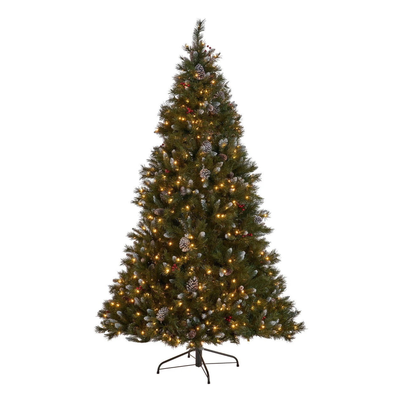 7.5' Pre-Lit Medium Mixed Spruce Artificial Christmas Tree With Frosted Branches - Clear Lights 3 7.5' Pre-Lit Medium Mixed Spruce Artificial Christmas Tree With Frosted Branches - Clear Lights