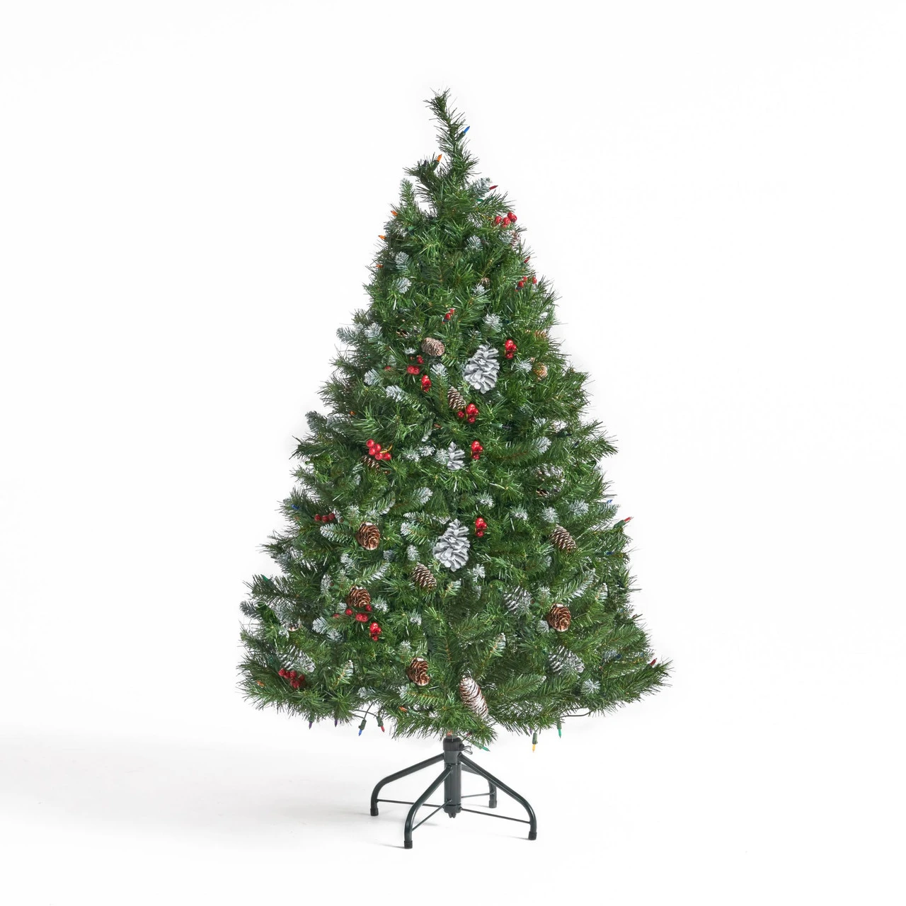 4.5' Pre-Lit Full Mixed Spruce Artificial Christmas Tree With Frosted Branches - Multicolor Lights 8 4.5' Pre-Lit Full Mixed Spruce Artificial Christmas Tree With Frosted Branches - Multicolor Lights - Image 6