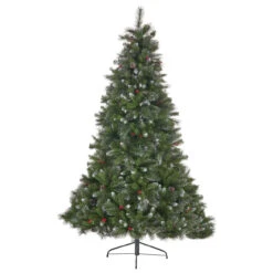 9' Medium Mixed Spruce Artificial Christmas Tree With Glitter Branches And Pinecones - Unlit