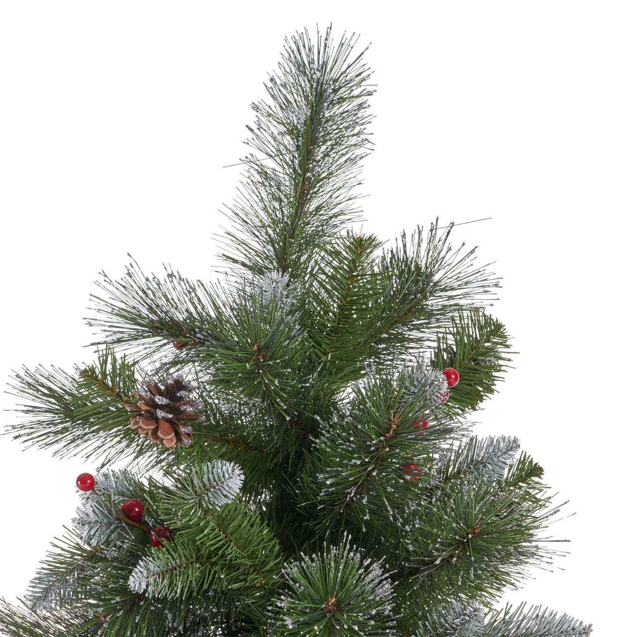 9' Medium Mixed Spruce Artificial Christmas Tree With Glitter Branches And Pinecones - Unlit 4 9' Medium Mixed Spruce Artificial Christmas Tree With Glitter Branches And Pinecones - Unlit - Image 2