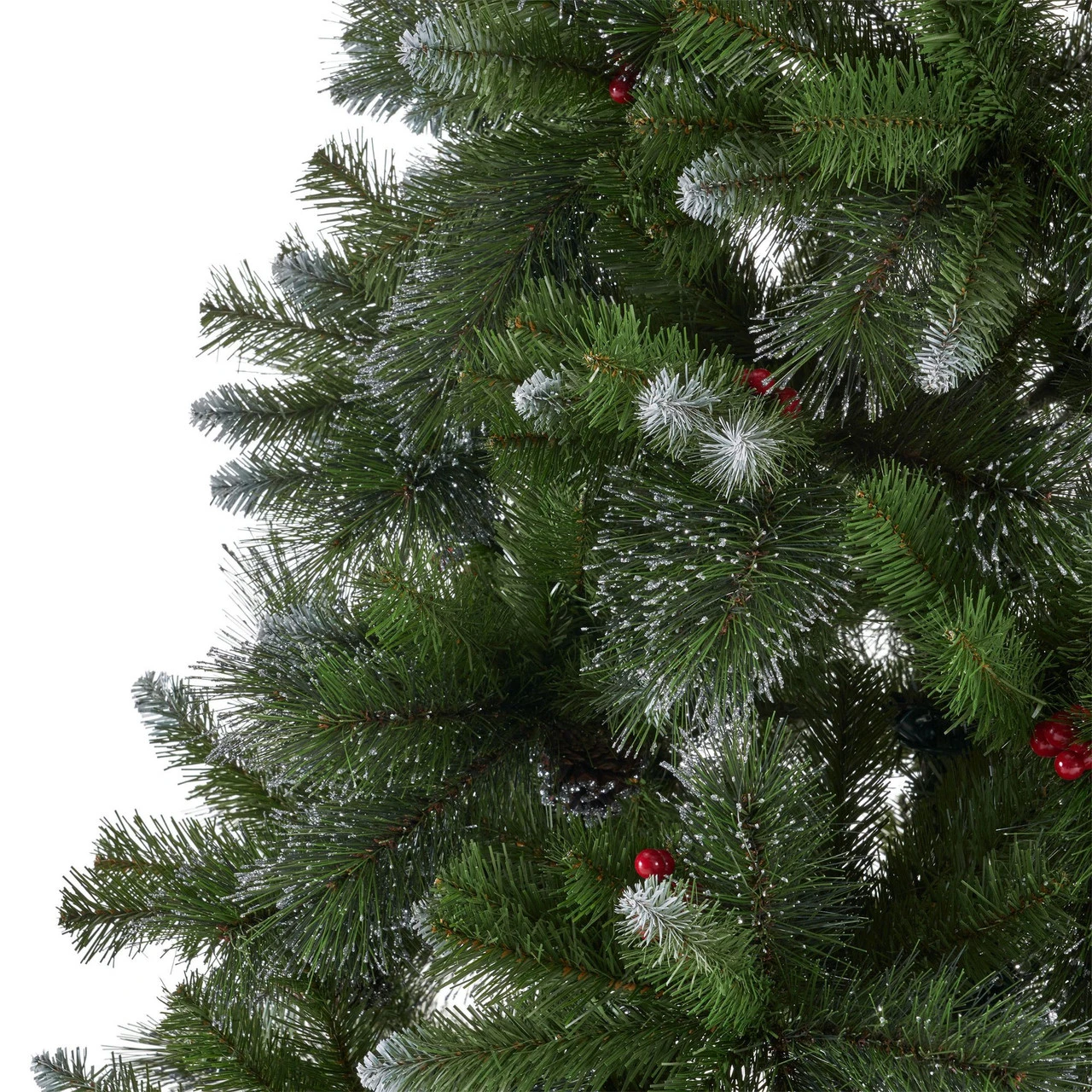 9' Medium Mixed Spruce Artificial Christmas Tree With Glitter Branches And Pinecones - Unlit 5 9' Medium Mixed Spruce Artificial Christmas Tree With Glitter Branches And Pinecones - Unlit - Image 3