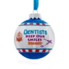 White And Blue Glittered Dentists Keep Our Smiles Bright Christmas Ball Ornament 3" (75mm)