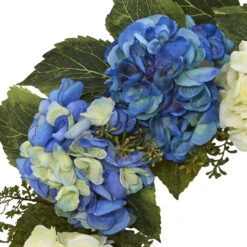 Blue And White Decorative Spring Floral Wreath, 24-Inch -Christmas Decoration Store dnnl204223 4 15559.1681814515