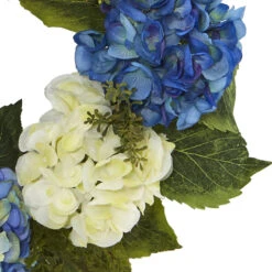Blue And White Decorative Spring Floral Wreath, 24-Inch -Christmas Decoration Store dnnl204223 5 76299.1681814515