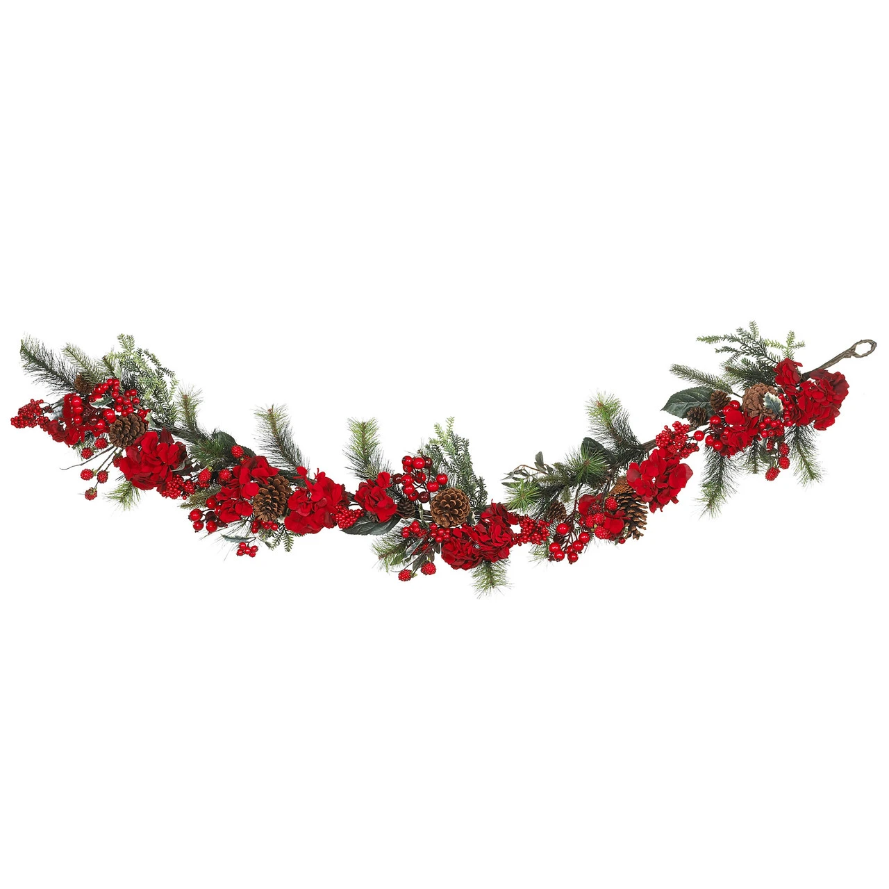 6' X 11" Red Hydrangea Artificial Christmas Garland, Unlit 3 6' X 11" Red Hydrangea Artificial Christmas Garland, Unlit