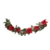 5' X 12" Artificial Poinsettia And Berries Christmas Garland, Unlit