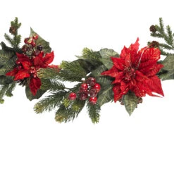 5' X 12" Artificial Poinsettia And Berries Christmas Garland, Unlit 7 5' X 12" Artificial Poinsettia And Berries Christmas Garland, Unlit -Christmas Decoration Store dnnl204916 3 71497.1681814247