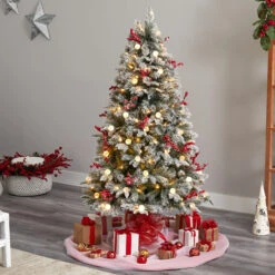 6’ Pre-Lit Flocked Artificial Christmas Tree, Warm Clear LED Lights 11 6’ Pre-Lit Flocked Artificial Christmas Tree, Warm Clear LED Lights -Christmas Decoration Store dnnl20t3033 2 65134.1680542289