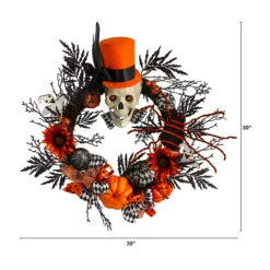 Spider And Skull With Top Hat Halloween Wreath, 30-Inch -Christmas Decoration Store dnnl20w1197 4 97386.1679954472