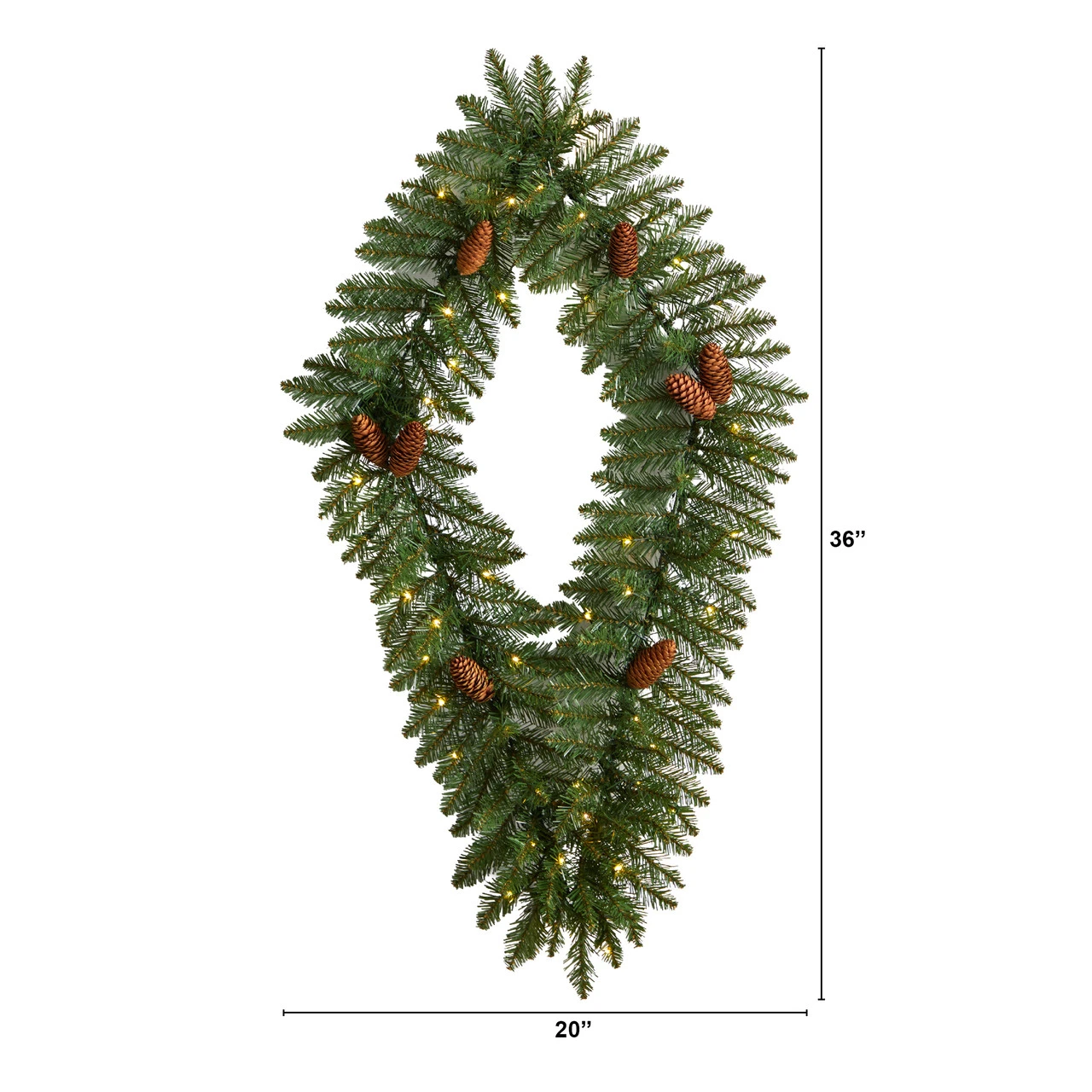 Pre-Lit Pinecone Artificial Diamond Christmas Wreath, 36-Inch, Clear LED Lights 9 Pre-Lit Pinecone Artificial Diamond Christmas Wreath, 36-Inch, Clear LED Lights - Image 7