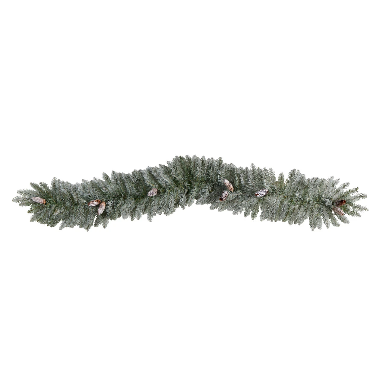 6' X 12" Pre-Lit Artificial Frosted Christmas Garland With Pinecones, Clear LED Light 5 6' X 12" Pre-Lit Artificial Frosted Christmas Garland With Pinecones, Clear LED Light - Image 3