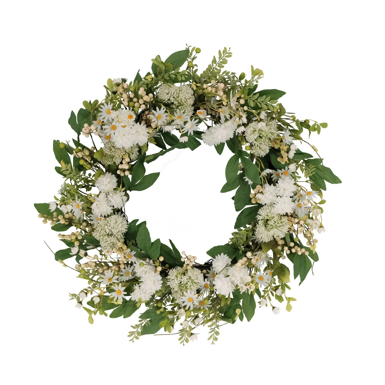 30" Green And White Puleo International Artificial Chrysanthemum Floral Spring Wreath 3 30" Green And White Puleo International Artificial Chrysanthemum Floral Spring Wreath