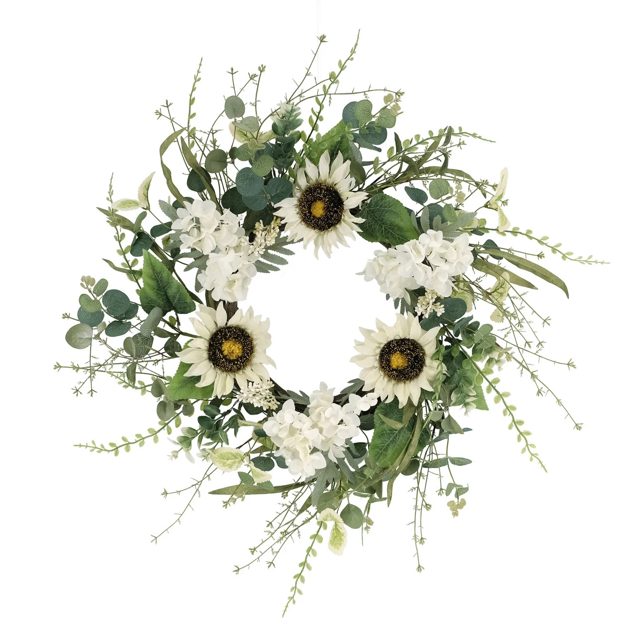 24" Vibrant Puleo International Artificial Sunflower And Hydrangea Floral Spring Wreath 3 24" Vibrant Puleo International Artificial Sunflower And Hydrangea Floral Spring Wreath