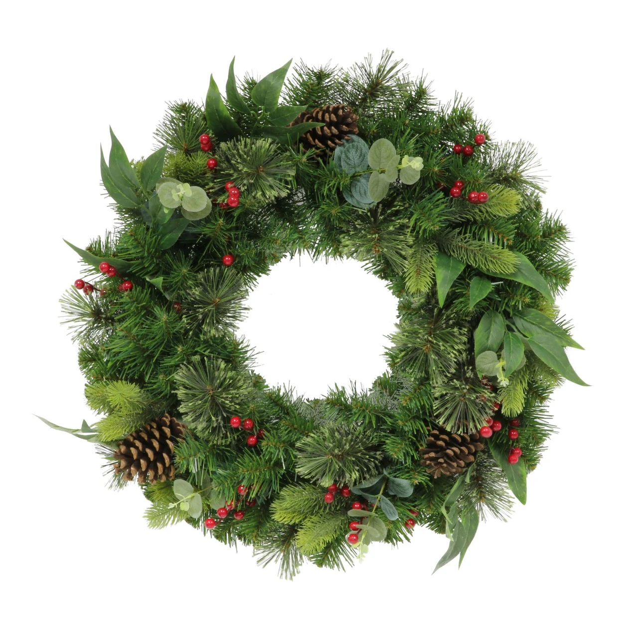 Pine Cones And Berries Artificial Christmas Wreath, 24-Inch, Unlit 3 Pine Cones And Berries Artificial Christmas Wreath, 24-Inch, Unlit