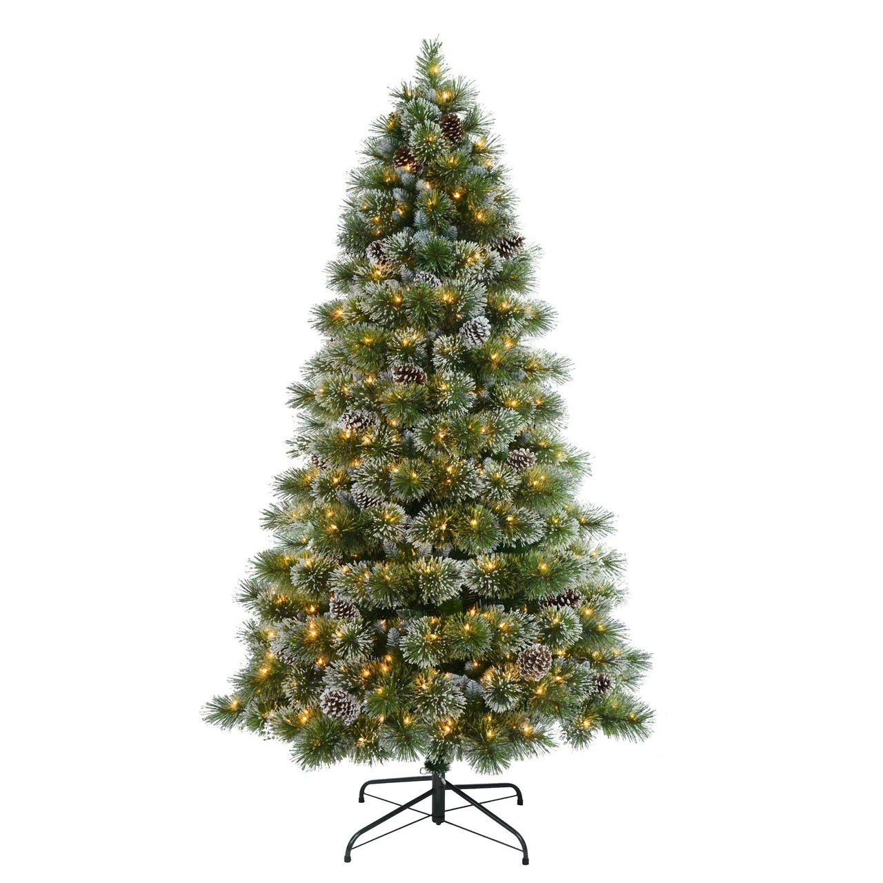 7.5' Pre-Lit Medium Frosted Boulder Pine Artificial Christmas Tree, Clear Lights 3 7.5' Pre-Lit Medium Frosted Boulder Pine Artificial Christmas Tree, Clear Lights