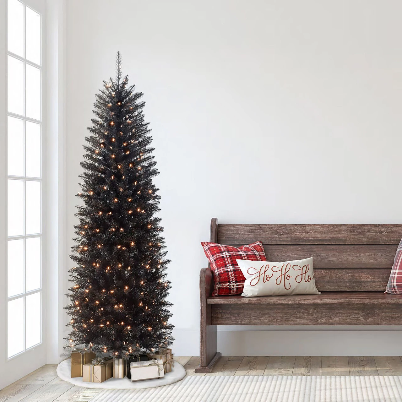 6.5' Pre-Lit Pencil Fraser Fir Artificial Christmas Tree, Clear Lights 4 6.5' Pre-Lit Pencil Fraser Fir Artificial Christmas Tree, Clear Lights - Image 2