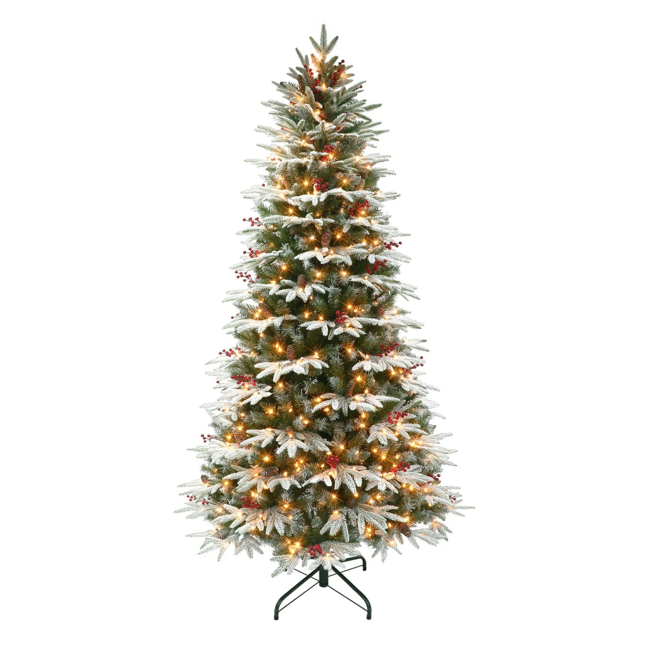 6.5' Pre-lit Slim Flocked Halifax Fir Artificial Christmas Tree, Clear Lights 3 6.5' Pre-lit Slim Flocked Halifax Fir Artificial Christmas Tree, Clear Lights