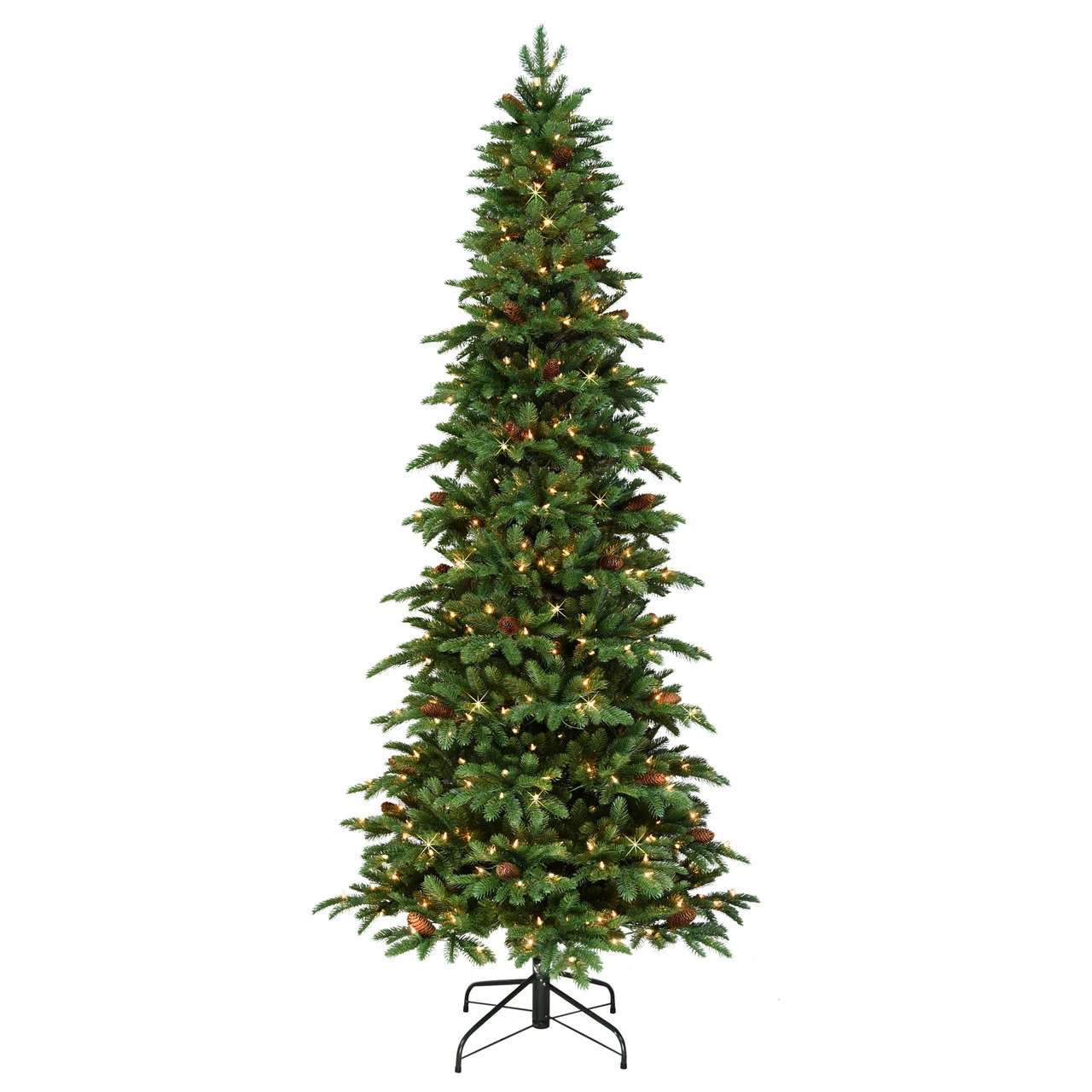 7.5' Pre-Lit Slim Spruce Artificial Christmas Tree With Glitter Accents And Clear Lights 3 7.5' Pre-Lit Slim Spruce Artificial Christmas Tree With Glitter Accents And Clear Lights