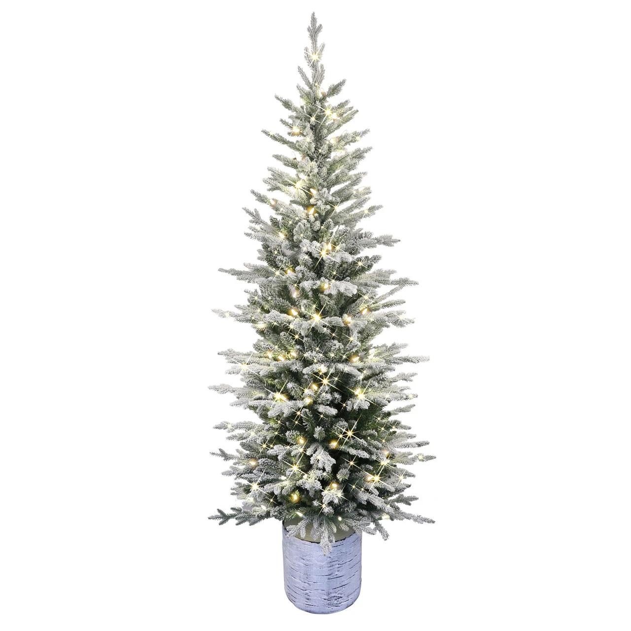 6' Pre-Lit Potted Flocked Arctic Fir Christmas Tree With Warm White LED Lights 3 6' Pre-Lit Potted Flocked Arctic Fir Christmas Tree With Warm White LED Lights