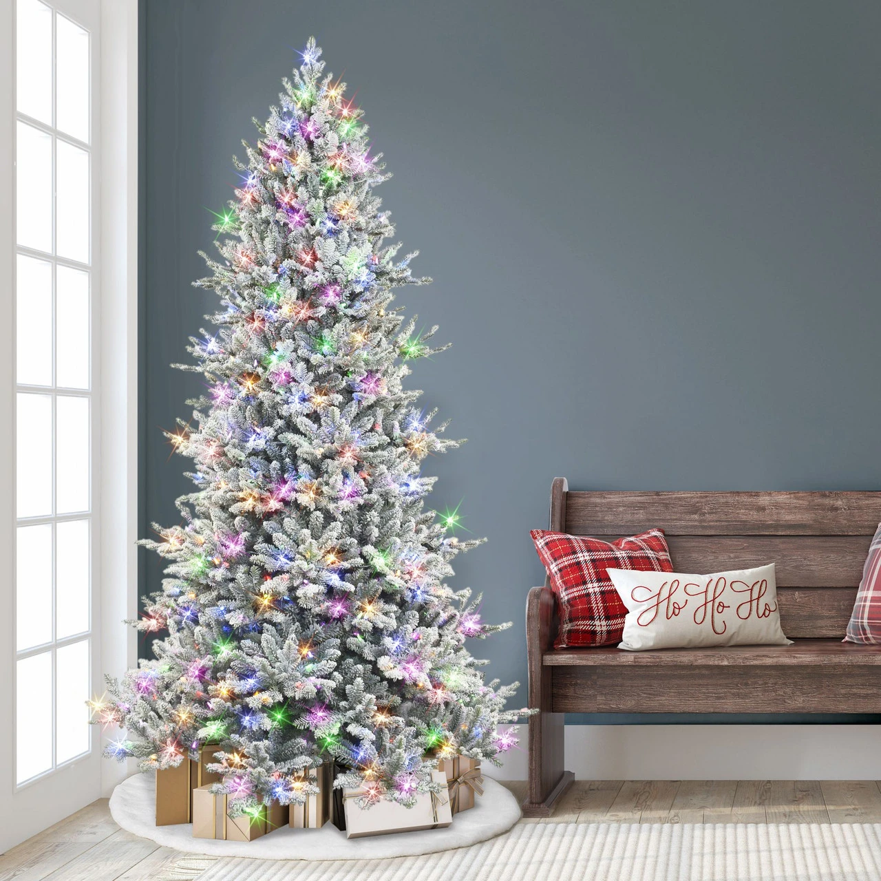 7.5' Pre-lit Flocked Royal Majestic Douglas Fir Downswept Artificial Christmas Tree, Color Select LED Lights 4 7.5' Pre-lit Flocked Royal Majestic Douglas Fir Downswept Artificial Christmas Tree, Color Select LED Lights - Image 2