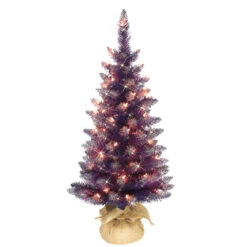 3' Pre-Lit Purple Artificial Christmas Tree With Clear Lights