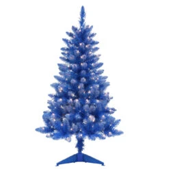 4' Pre-Lit Blue Artificial Christmas Tree With Clear Lights