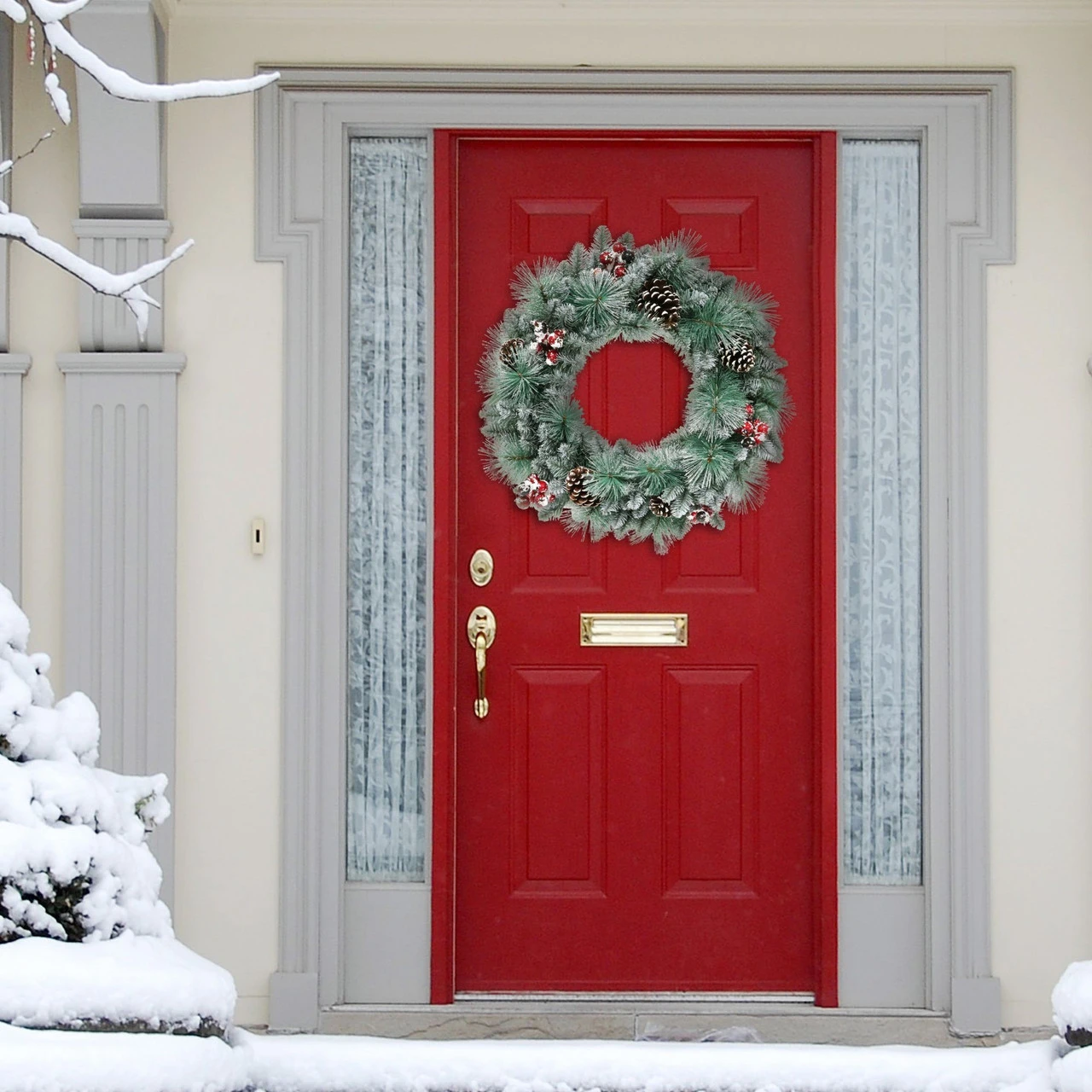 Glitter Needle Mixed Artificial Christmas Wreath, 24-Inch, Unlit 4 Glitter Needle Mixed Artificial Christmas Wreath, 24-Inch, Unlit - Image 2