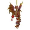 5" Dragon Hanging On A Candy Cane Holiday Ornament