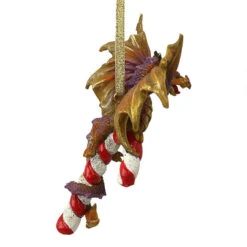 5" Dragon Hanging On A Candy Cane Holiday Ornament 9 5" Dragon Hanging On A Candy Cane Holiday Ornament -Christmas Decoration Store dragoncandy 3 06476.1667614608