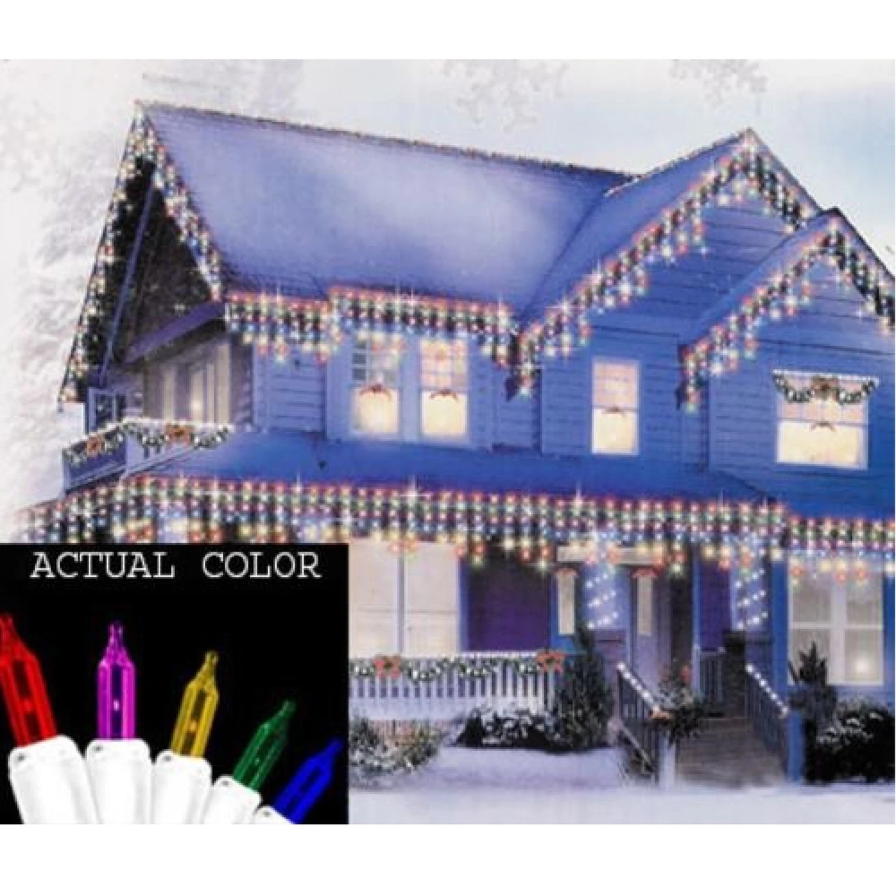 Set Of 100 Multi Twinkling Icicle Christmas Lights 7 Ft White Wire 4 Set Of 100 Multi Twinkling Icicle Christmas Lights 7 Ft White Wire - Image 2
