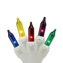 Set Of 100 Multi Twinkling Icicle Christmas Lights 7 Ft White Wire