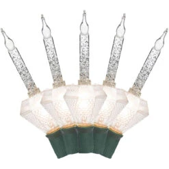 Set Of 2 Clear Diamond Shaped Retro Christmas Bubble Lights, 6 Ft Green Wire