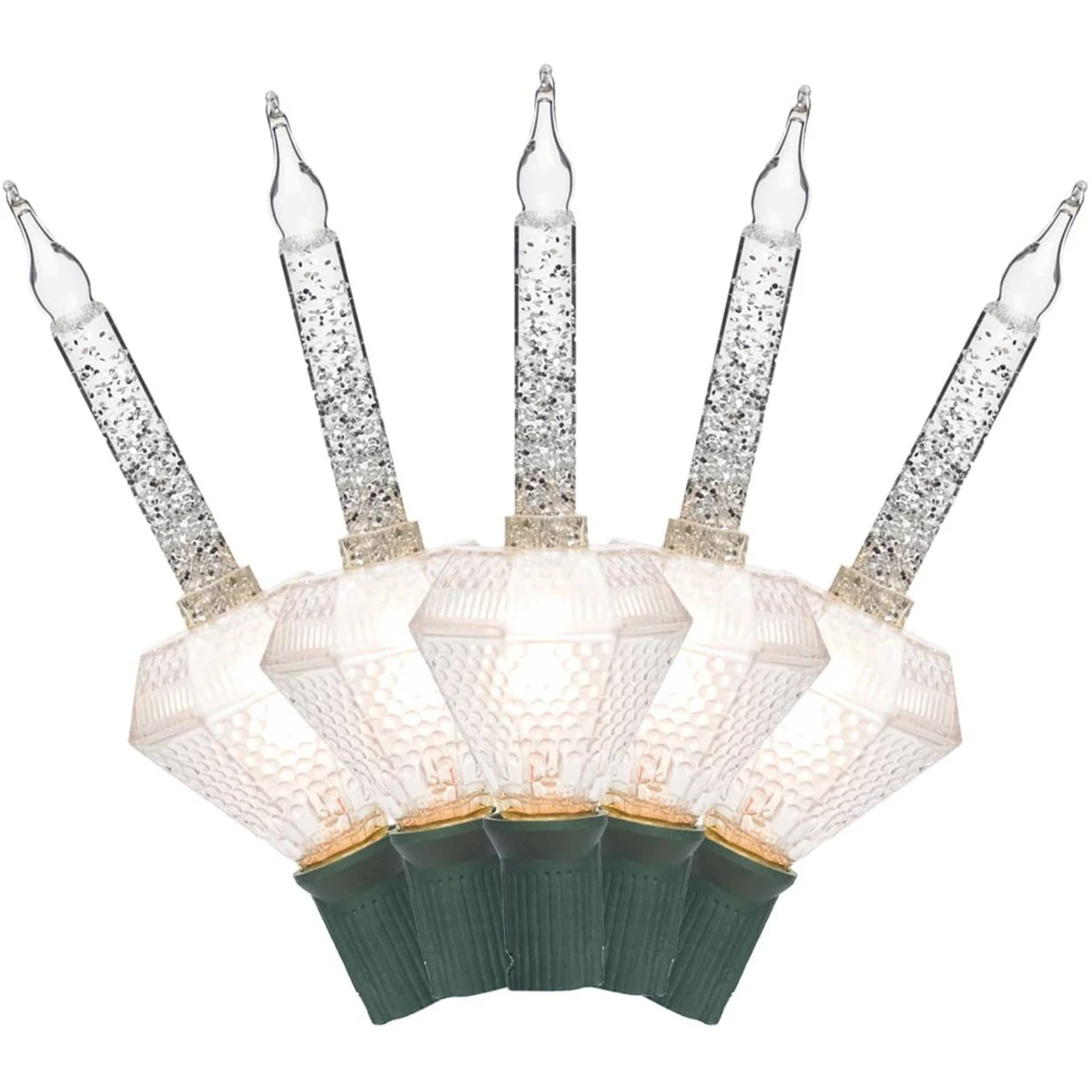 Set Of 2 Clear Diamond Shaped Retro Christmas Bubble Lights, 6 Ft Green Wire 2 Set Of 2 Clear Diamond Shaped Retro Christmas Bubble Lights, 6 Ft Green Wire