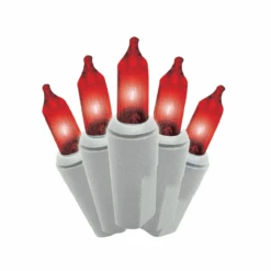 Pack Of 2 Red Mini Christmas String Light Set, 21ft White Wire