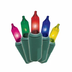 Pack Of 2 Multi-Color Mini Christmas Light Set , 21ft Green Wire