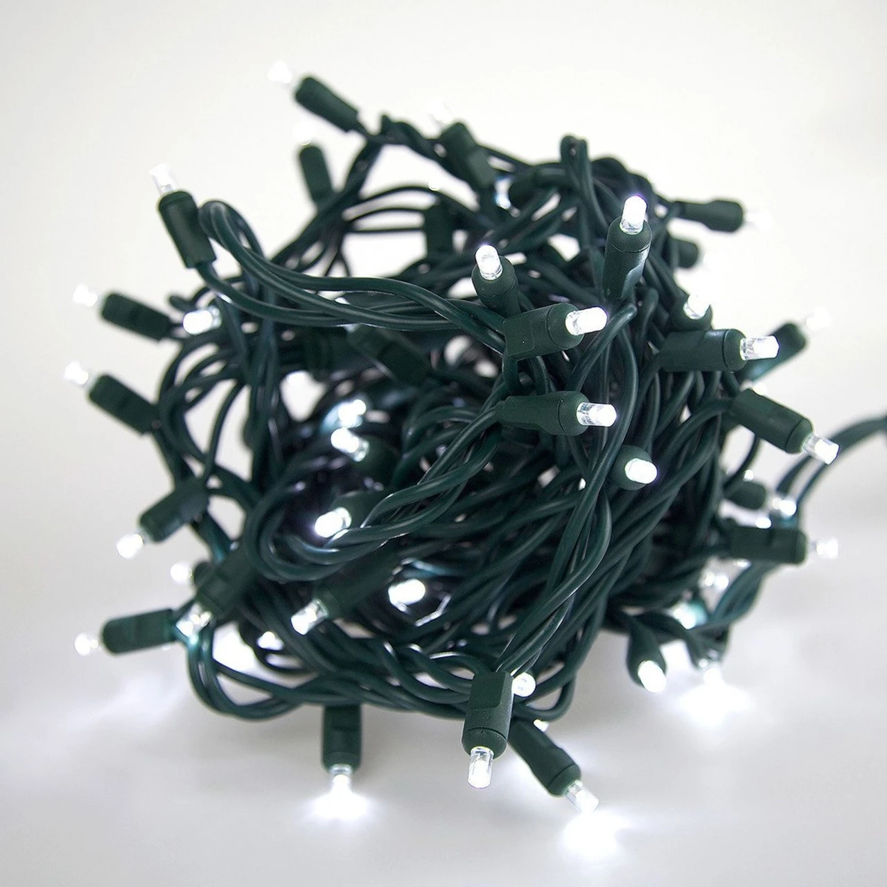 50 Pure White LED Mini Christmas Lights - 25 Ft Green Wire 3 50 Pure White LED Mini Christmas Lights - 25 Ft Green Wire