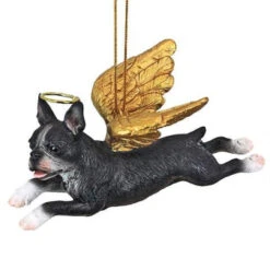 4" Flying Boston Terrier Hand Painted Holiday Ornament -Christmas Decoration Store dtosc20jh170716 3 03473.1667615075