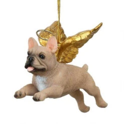 4" Flying French Bulldog Hand Painted Holiday Ornament