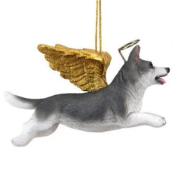4" Flying Siberian Husky Dog Hand Painted Holiday Ornament -Christmas Decoration Store dtosc20jh170720 5 52853.1667615108