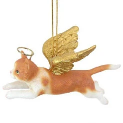 4" Flying Orange Cat Hand Painted Holiday Ornament -Christmas Decoration Store dtosc20jh170738 3 24779.1667615225