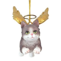 4" Flying Gray Cat Hand Painted Holiday Ornament -Christmas Decoration Store dtosc20jh170740 2 37006.1667615228