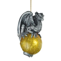 4" Gray And Gold Gothic Portal Dragon Christmas Ornament