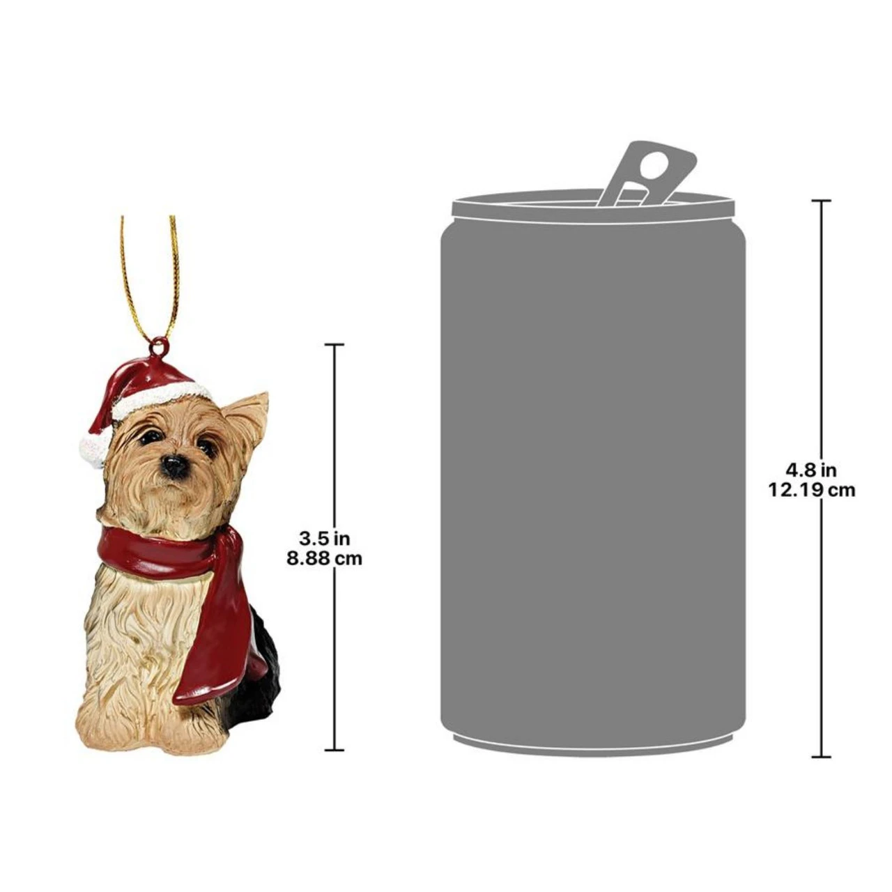 3.5" Sitting Yorkie Dog Hand Painted Holiday Ornament 5 3.5" Sitting Yorkie Dog Hand Painted Holiday Ornament - Image 3