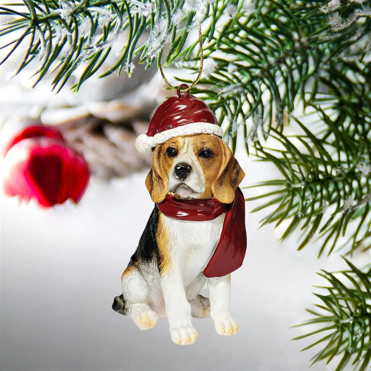 3.5" Sitting Beagle Dog Hand Painted Holiday Ornament 4 3.5" Sitting Beagle Dog Hand Painted Holiday Ornament - Image 2