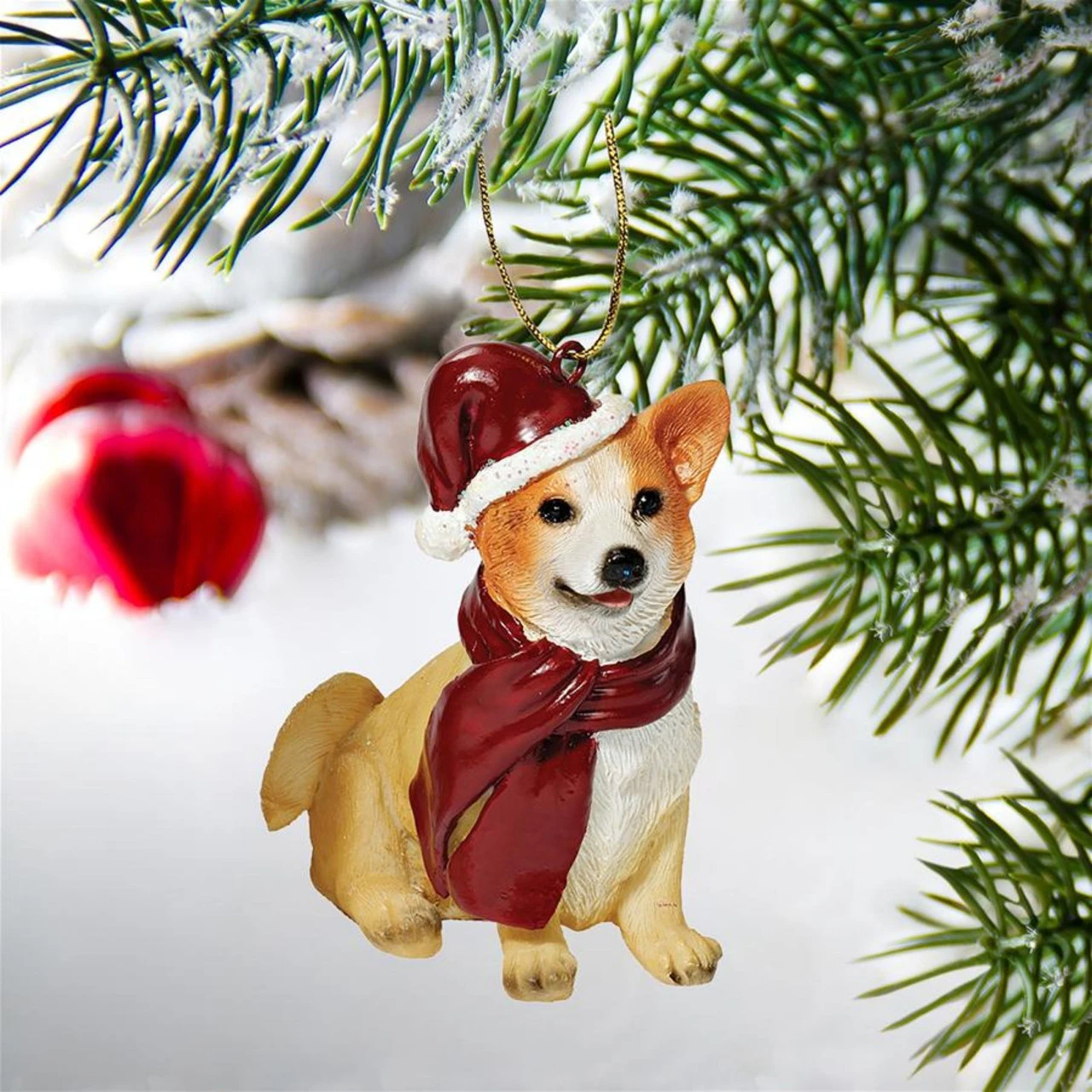 3.5" Sitting Welsh Corgi Dog Hand Painted Holiday Ornament 4 3.5" Sitting Welsh Corgi Dog Hand Painted Holiday Ornament - Image 2
